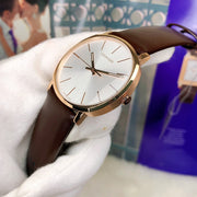  Shop Authentic Calvin Klein Posh Silver Dial Brown Leather Strap Watch for Men - K8Q316G6 - Luxxuri
