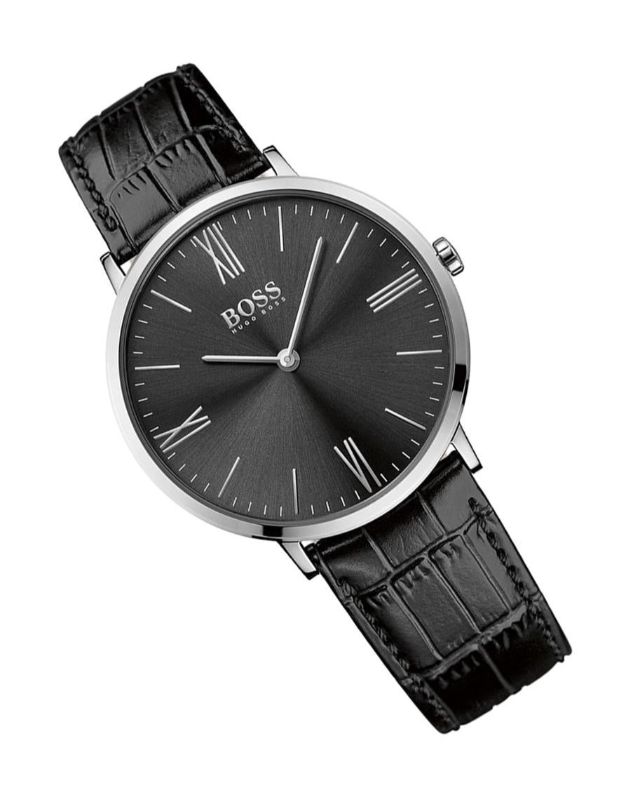  Shop Authentic Hugo Boss Jackson Black Dial Black Leather Strap Watch for Men - 1513369 - Luxxuri