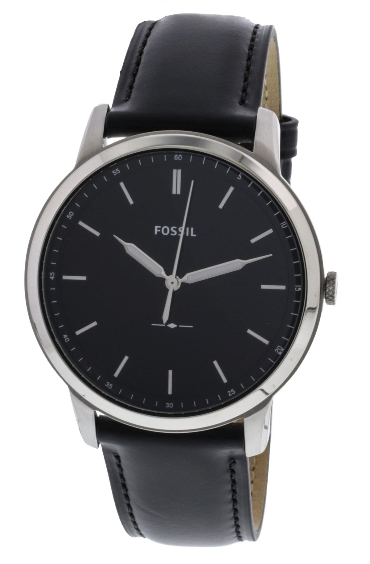  Shop Authentic Fossil The Minimalist Three Hand Black Dial Black Leather Strap Watch for Men - FS5398 - Luxxuri