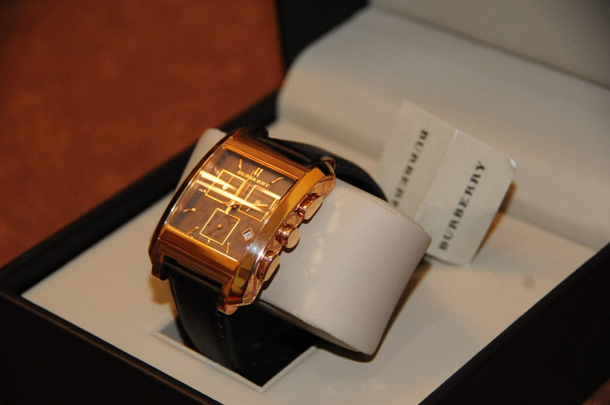  Shop Authentic Burberry Heritage Chronograph Square Grey Dial Brown Leather Strap Watch for Men - BU1566 - Luxxuri