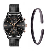  Shop Authentic Hugo Boss Associate Black Dial Black Mesh Bracelet Watch for Men - 1513811 - Luxxuri