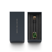  Shop Authentic Daniel Wellington Quadro Pressed Melrose Emerald Green Dial Black Leather Strap Watch For Women - DW00100446 - Luxxuri