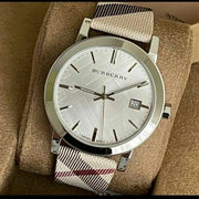  Shop Authentic Burberry The City Nova Silver Dial White Leather Strap Watch for Women - BU9022 - Luxxuri