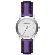  Shop Authentic Burberry The City Silver Dial Purple Leather Strap Watch for Women - BU9122 - Luxxuri