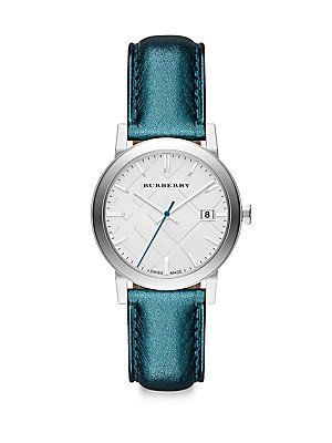  Shop Authentic Burberry White Dial Turquoise Leather Strap Watch for Women - BU9120 - Luxxuri