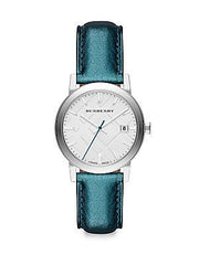  Shop Authentic Burberry White Dial Turquoise Leather Strap Watch for Women - BU9120 - Luxxuri