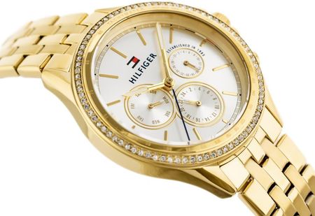  Shop Authentic Tommy Hilfiger Ari Multifunction Diamonds Silver Dial Gold Steel Strap Watch for Women - 1781977 - Luxxuri