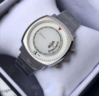  Shop Authentic Gucci Grip Chronograph Mickey Mouse White Dial Silver Steel Strap Watch For Men - YA157306 - Luxxuri