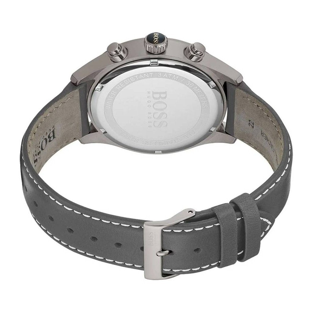  Shop Authentic Hugo Boss Grand Prix White Dial Grey Leather Strap Watch for Men - 1513633 - Luxxuri