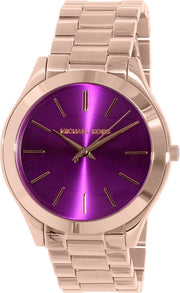  Shop Authentic Michael Kors Slim Runway Purple Dial Rose Gold Steel Strap Watch for Women - MK3293 - Luxxuri
