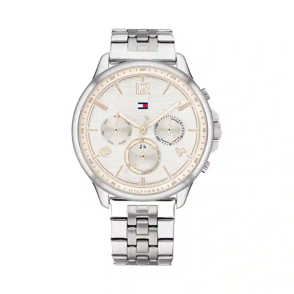  Shop Authentic Tommy Hilfiger Harper Chronograph White Dial Silver Steel Strap Watch For Women - 1782222 - Luxxuri