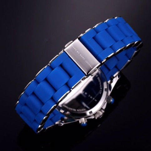  Shop Authentic Marc Jacobs Rock Chronograph Blue Dial Blue Silicone Strap Watch for Women - MBM2548 - Luxxuri