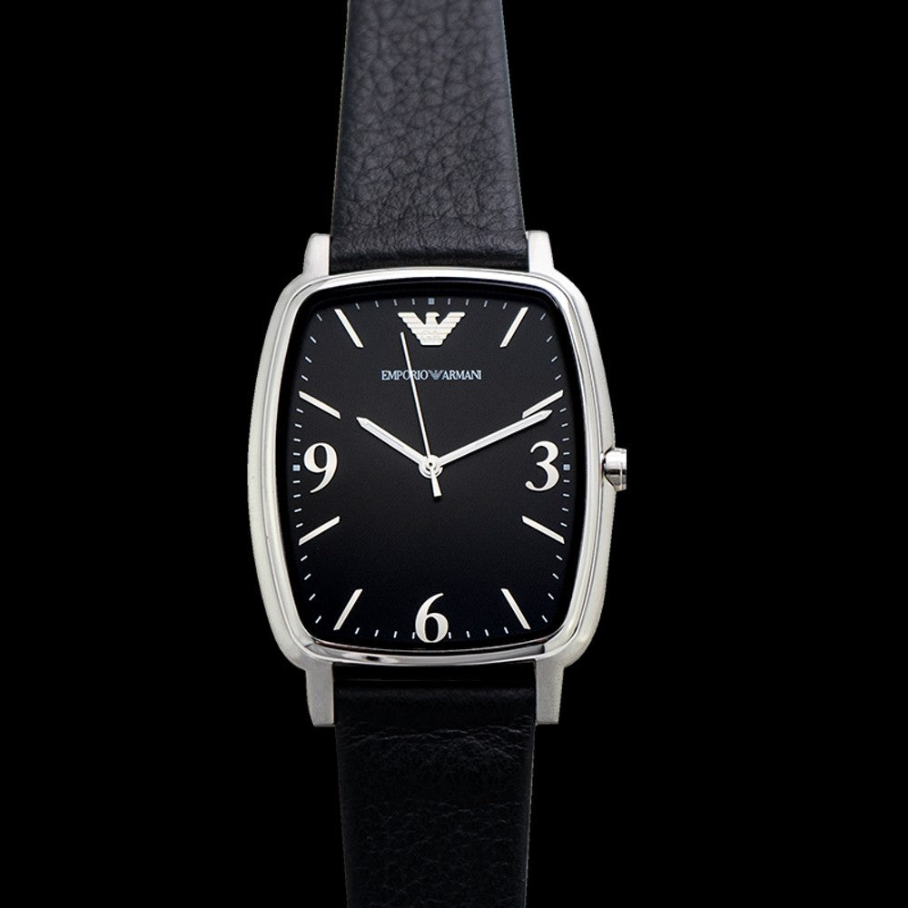  Shop Authentic Emporio Armani Epsilon Quartz Black Dial Black Leather Strap Watch For Men - AR2490 - Luxxuri