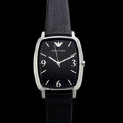  Shop Authentic Emporio Armani Epsilon Quartz Black Dial Black Leather Strap Watch For Men - AR2490 - Luxxuri