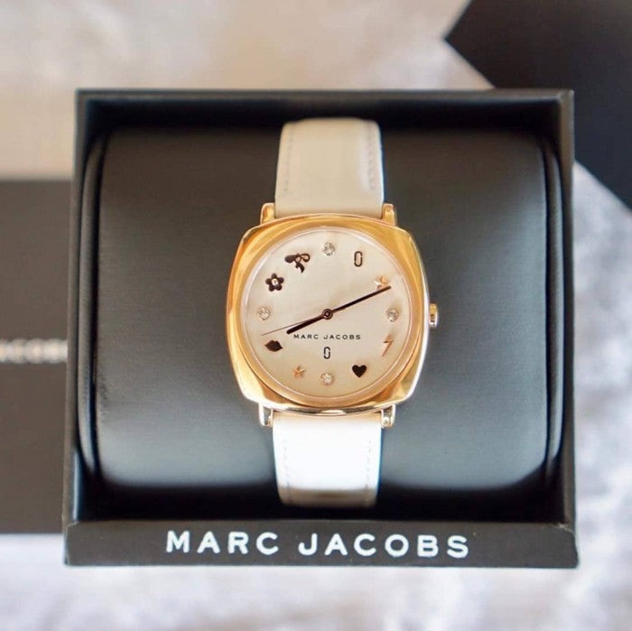  Shop Authentic Marc Jacobs Mandy White Dial White Leather Strap Watch for Women - MJ8678 - Luxxuri
