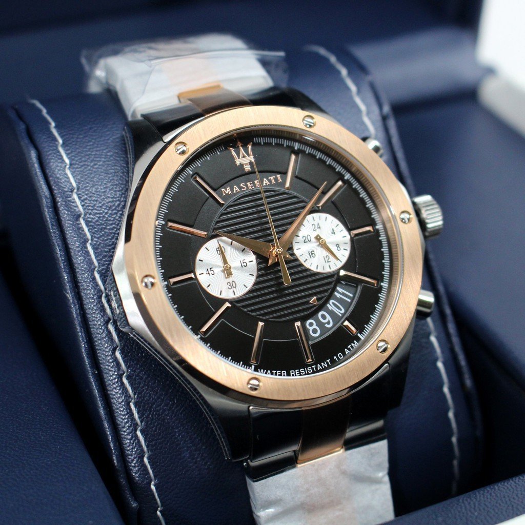  Shop Authentic Maserati Circuito Chronograph Black Dial Two Tone Steel Strap Watch For Men - R8873627004 - Luxxuri