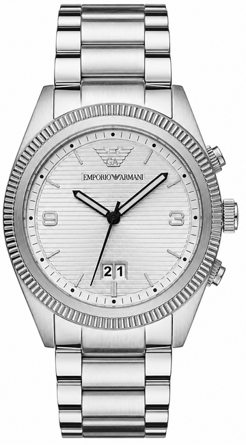 Emporio Armani Classic Silver Dial Silver Steel Strap Watch for Men - AR5894