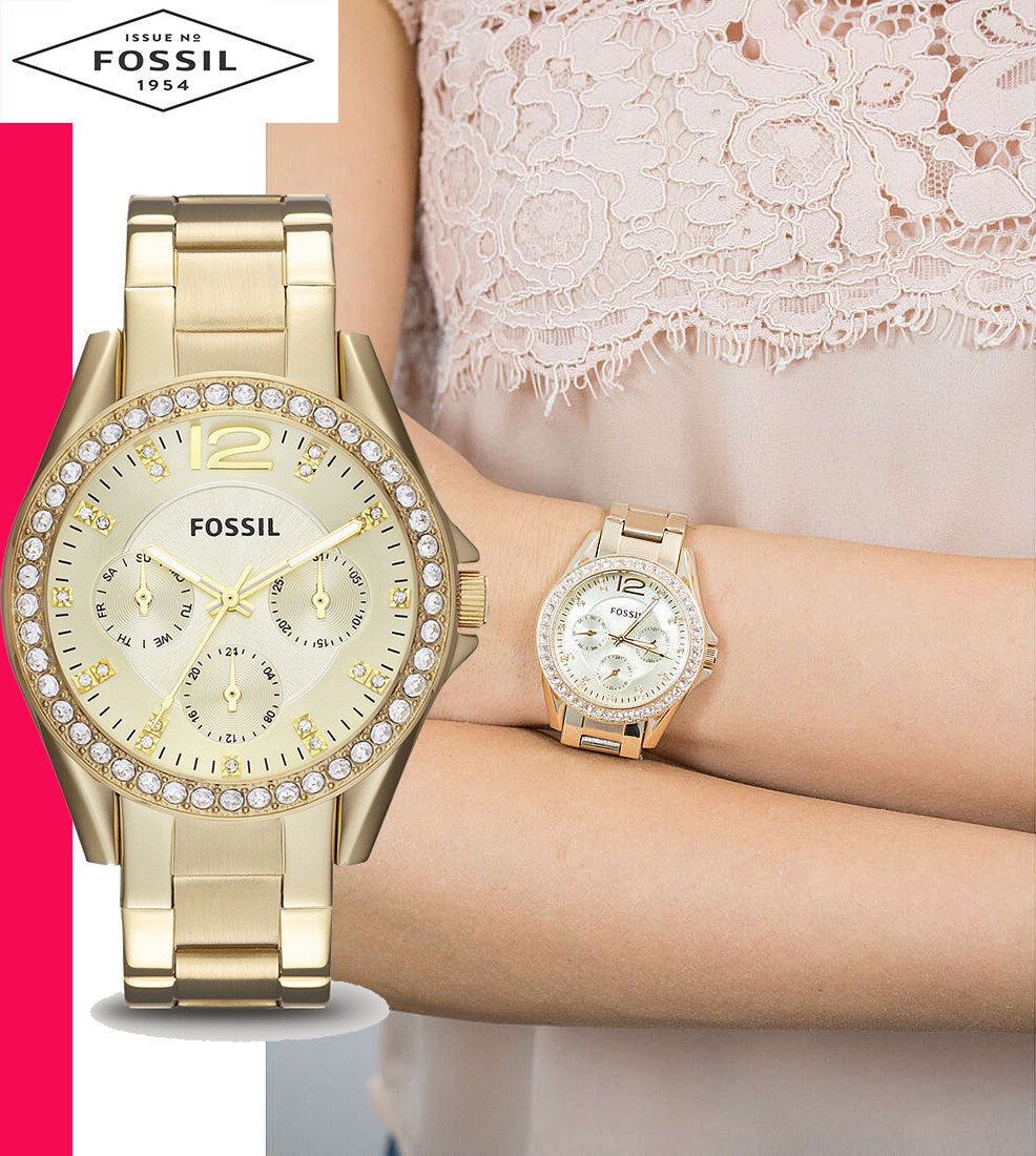  Shop Authentic Fossil Riley Gold Dial Gold Steel Strap Watch for Women - ES3203 - Luxxuri