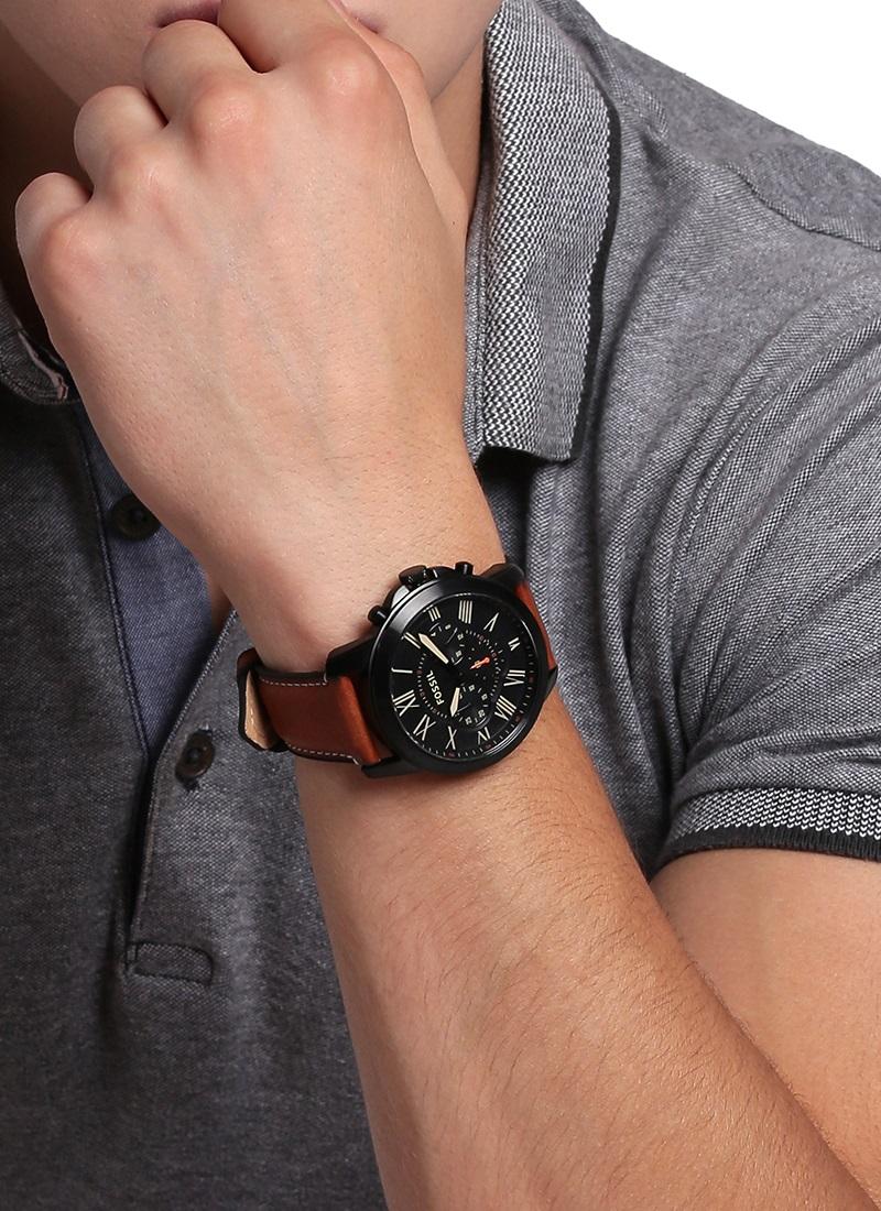  Shop Authentic Fossil Grant Chronograph Black Dial Brown Leather Strap Watch for Men - FS5241 - Luxxuri