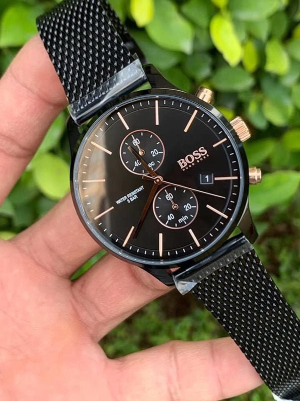  Shop Authentic Hugo Boss Associate Black Dial Black Mesh Bracelet Watch for Men - 1513811 - Luxxuri