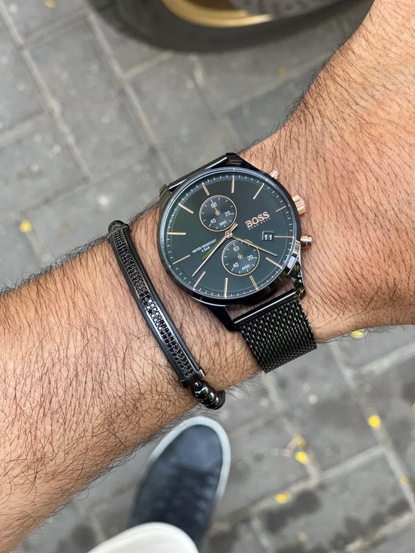  Shop Authentic Hugo Boss Associate Black Dial Black Mesh Bracelet Watch for Men - 1513811 - Luxxuri