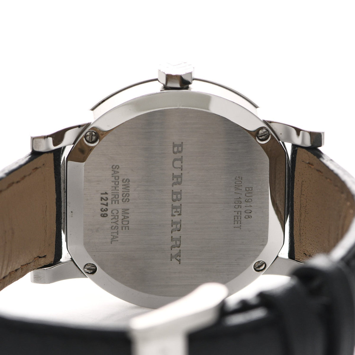  Shop Authentic Burberry The City Silver Dial Black Leather Strap Watch for Women - BU9106 - Luxxuri