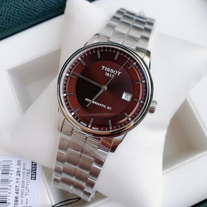  Shop Authentic Tissot Luxury Powermatic 80 Brown Dial Silver Steel Strap Watch For Men - T086.407.11.291.00 - Luxxuri