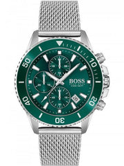  Shop Authentic Hugo Boss Admiral Green Dial Silver Mesh Bracelet Watch for Men - 1513905 - Luxxuri