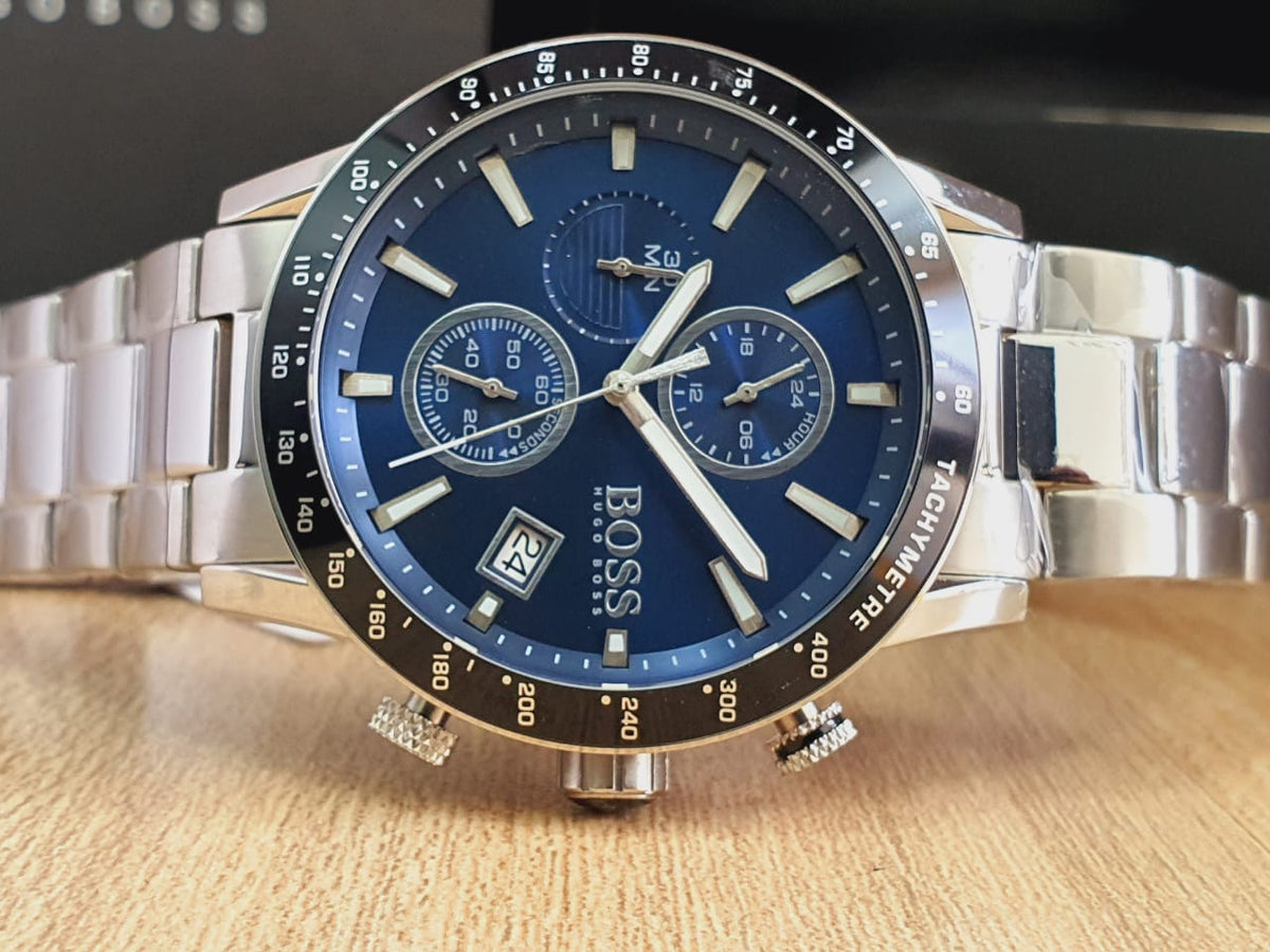  Shop Authentic Hugo Boss Rafale Quartz Blue Dial Silver Steel Strap Watch for Men - 1513510 - Luxxuri