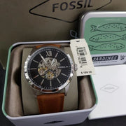  Shop Authentic Fossil Flynn Automatic Black Dial Brown Leather Strap Watch for Men - BQ2270 - Luxxuri