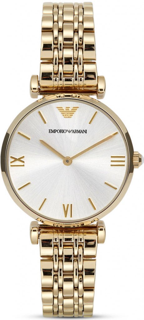  Shop Authentic Emporio Armani Gianni T Bar Silver Dial Gold Stainless Steel Strap Watch For Women - AR1877 - Luxxuri