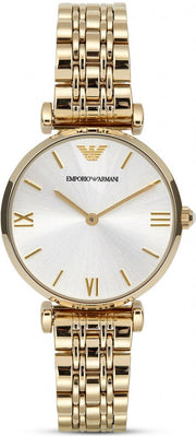  Shop Authentic Emporio Armani Gianni T Bar Silver Dial Gold Stainless Steel Strap Watch For Women - AR1877 - Luxxuri