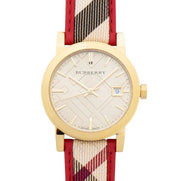 Shop Authentic Burberry The City Champagne Dial Leather Strap Watch for Women - BU9139 - Luxxuri