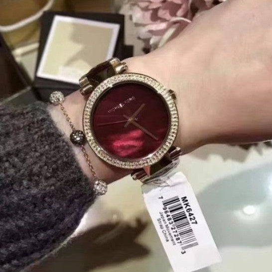  Shop Authentic Michael Kors Parker Maroon Dial Two Tone Steel Strap Watch for Women - MK6412 - Luxxuri