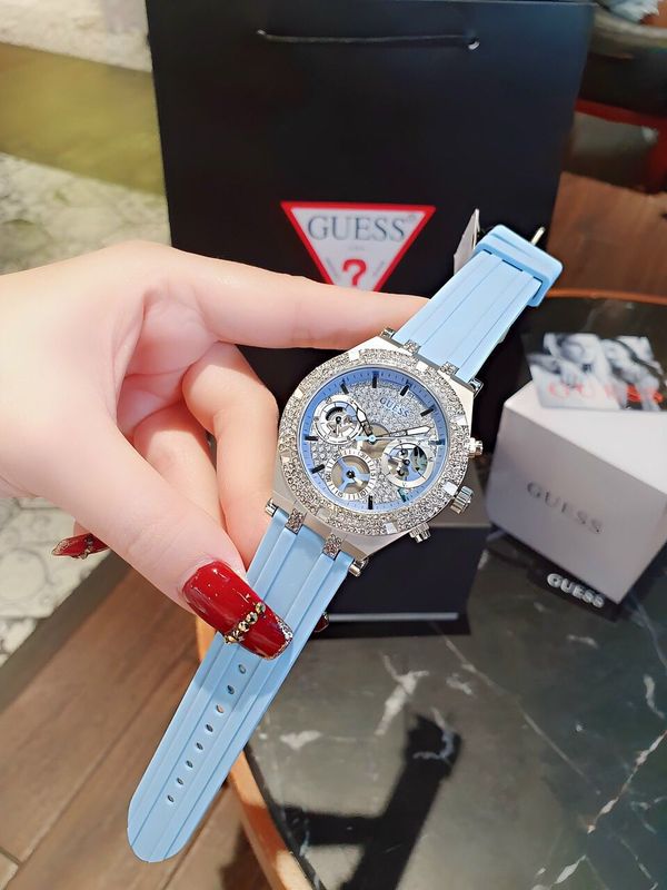 Shop Authentic Guess Heiress Diamonds Blue Dial Blue Rubber Strap Watch for Women - GW0407L1 - Luxxuri