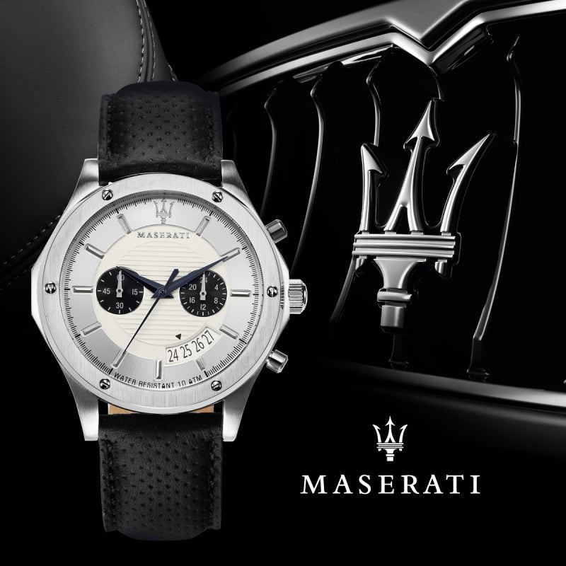  Shop Authentic Maserati Circuito Chronograph Analog White Dial Black Leather Strap Watch for Men - R8871627005 - Luxxuri