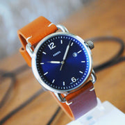  Shop Authentic Fossil Commuter Blue Dial Blue Leather Strap Watch for Men - FS5325 - Luxxuri