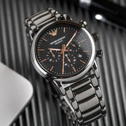  Shop Authentic Emporio Armani Luigi Ceramic Chronograph Black Dial Black Strap Watch For Men - AR1509 - Luxxuri