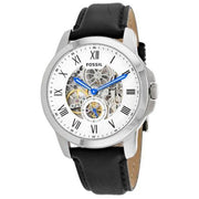  Shop Authentic Fossil Grant Skeleton White Dial Black Leather Strap Watch for Men -  ME3053 - Luxxuri