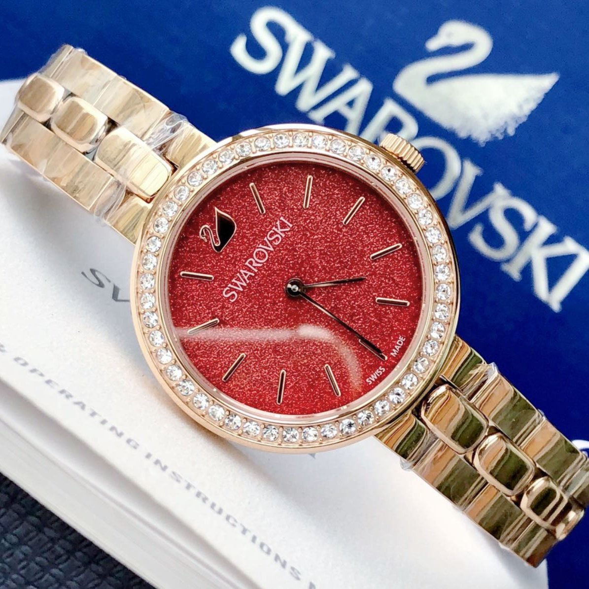  Shop Authentic Swarovski Daytime Quartz Coral Dial Rose Gold Steel Strap Watch for Women - 5182250 - Luxxuri