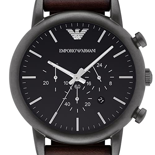 Shop Authentic Emporio Armani Dress Chronograph Black Dial Black Leather Strap Watch For Men - AR1918 - Luxxuri