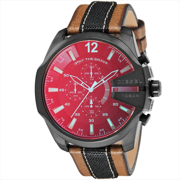  Shop Authentic Diesel Mega Chief Quartz Black Dial Two Tone Leather Strap Watch For Men - DZ4305 - Luxxuri