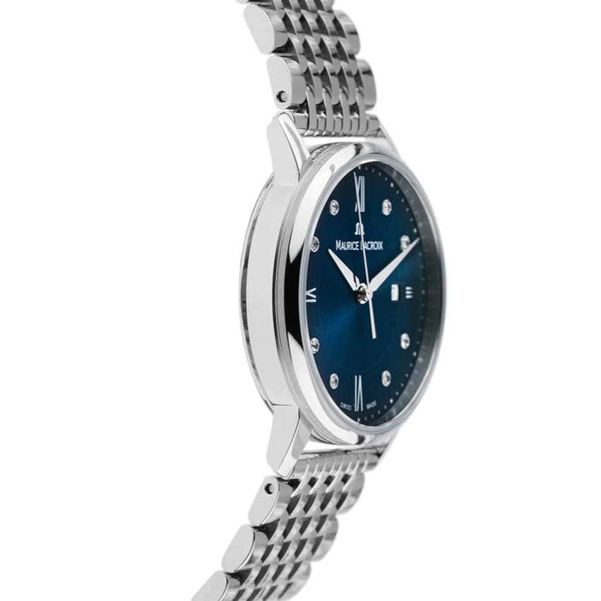  Shop Authentic Maurice Lacroix Eliros Diamonds Blue Dial Silver Steel Strap Watch For Women - EL1094-SS002-450-1 - Luxxuri