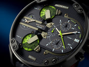  Shop Authentic Diesel Big Daddy Chronograph Black Dial Black Leather Strap Watch For Men - DZ7311 - Luxxuri