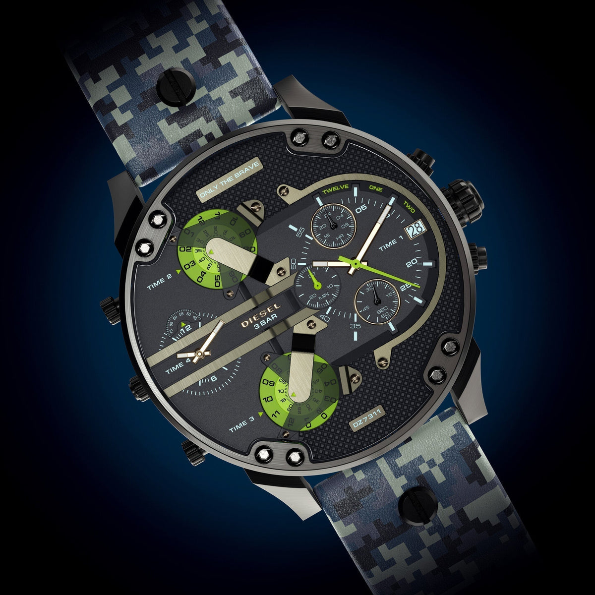  Shop Authentic Diesel Big Daddy Chronograph Black Dial Black Leather Strap Watch For Men - DZ7311 - Luxxuri
