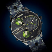 Shop Authentic Diesel Big Daddy Chronograph Black Dial Black Leather Strap Watch For Men - DZ7311 - Luxxuri