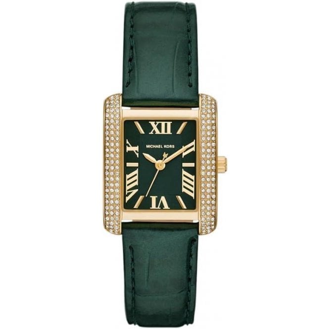  Shop Authentic Michael Kors Emery Quartz Diamonds Green Dial Green Leather Strap Watch For Women - MK4697 - Luxxuri