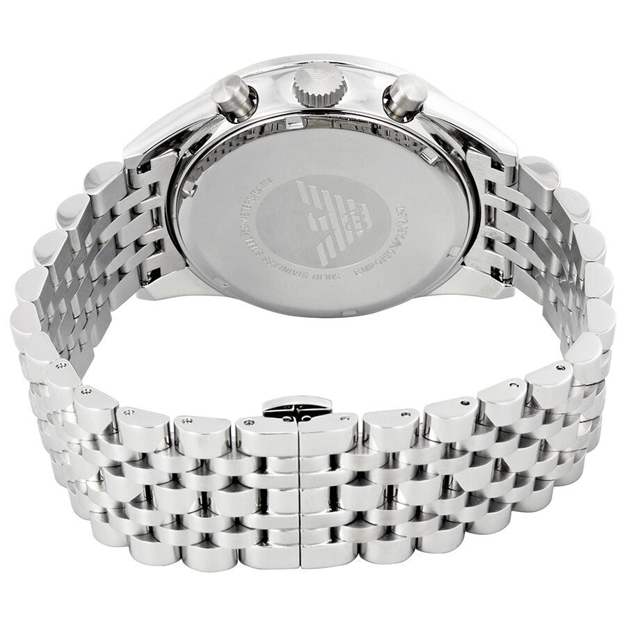  Shop Authentic Emporio Armani Tazio Chronograph Black Dial Silver Steel Strap Watch For Men - AR5988 - Luxxuri