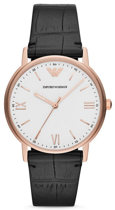  Shop Authentic Emporio Armani Kappa Quartz White Dial Black Leather Strap Watch For Men - AR80015 - Luxxuri