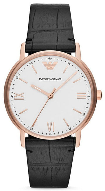  Shop Authentic Emporio Armani Kappa Quartz White Dial Black Leather Strap Watch For Men - AR80015 - Luxxuri